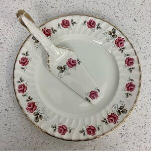 Vintage Aynsley Rose Pattern Plate and Server Set